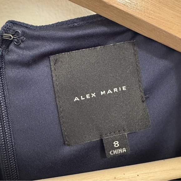 Alex Marie Navy Bow Sleeve Sheath Dress - Picture 5 of 5